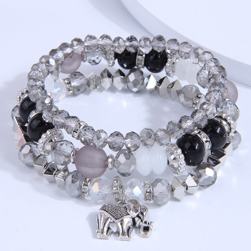 Wholesale Multilayer Glass Bead Alloy Bracelet